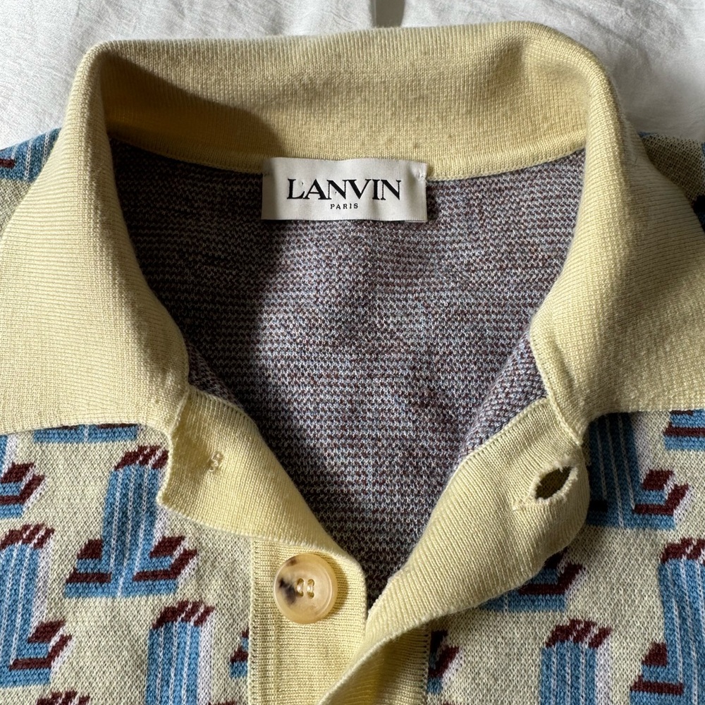 Lanvin Yellow and Light Blue Patterned Polo - Picture 2 of 2
